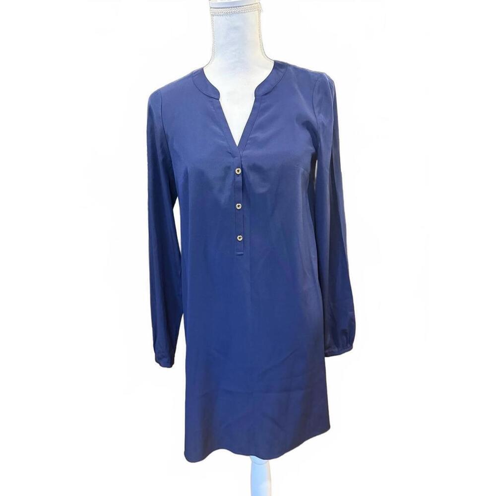 Lilly Pulitzer Delphine Navy Blue Long Sleeve Dress, Small